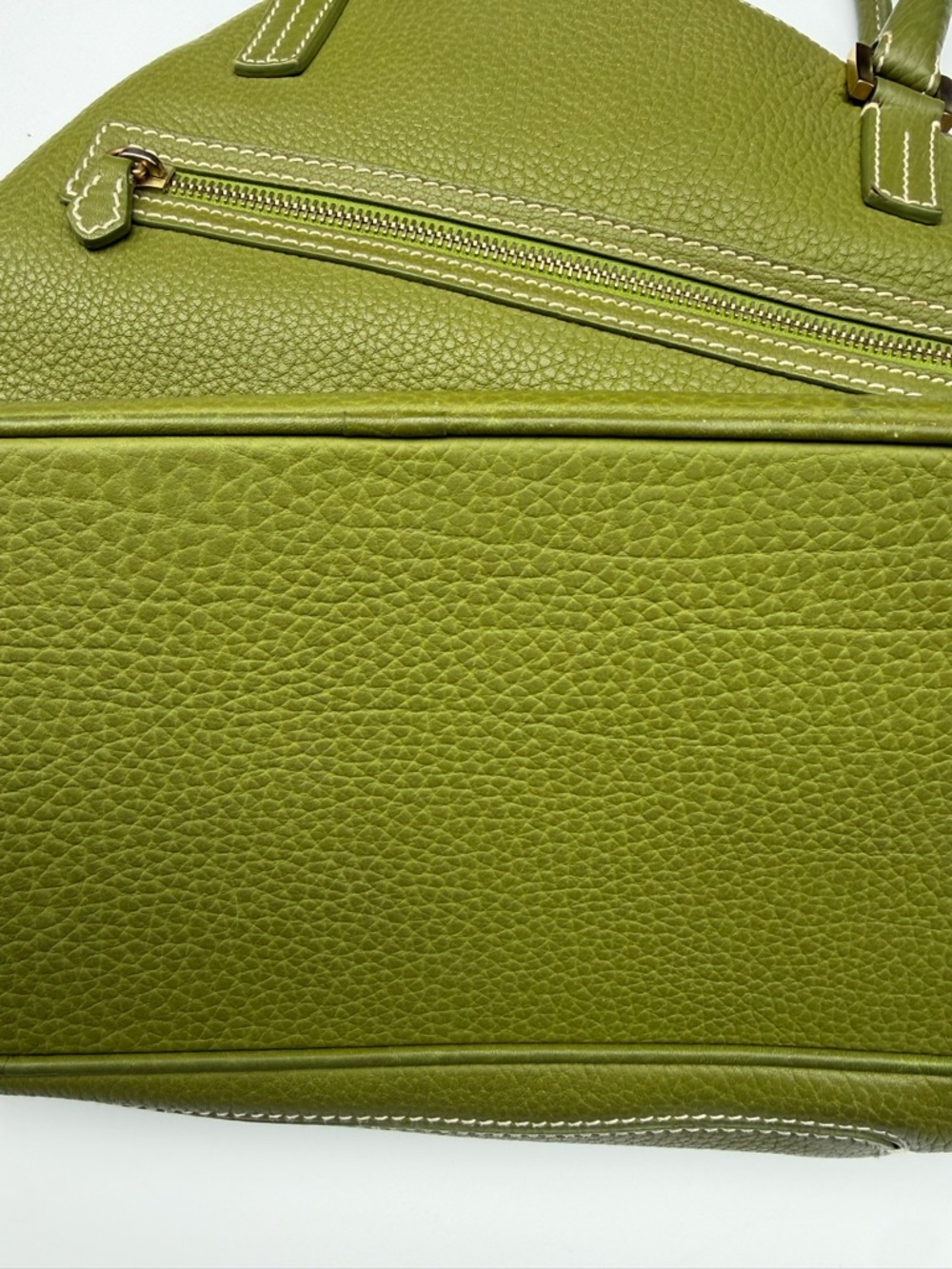 LORO PIANA Olive Green Leather Tote Bag - Picture 7 of 9